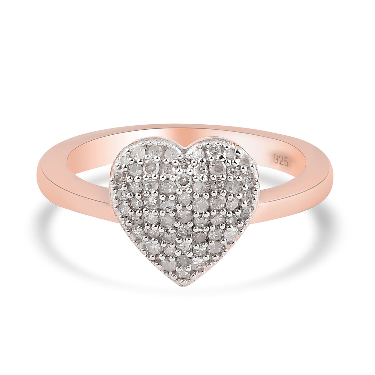0.33 Ct. White Diamond Heart Cluster Ring in Rose Gold Plated Sterling Silver 3718492 0