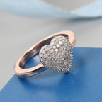 Diamond Heart Ring in Rose Gold Overlay Sterling Silver 0.30 Ct.