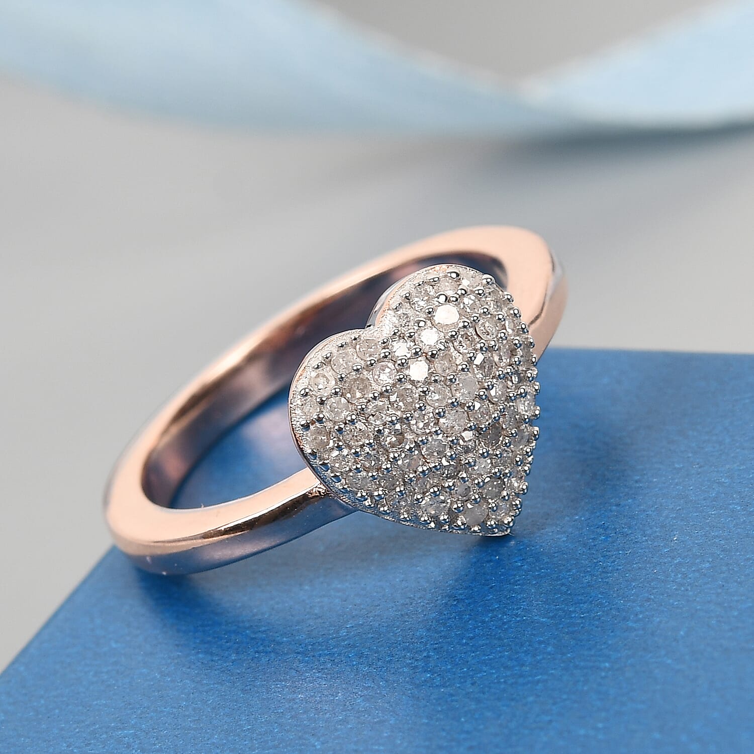 0.33 Ct. White Diamond Heart Cluster Ring in Rose Gold Plated Sterling Silver 3718492 2
