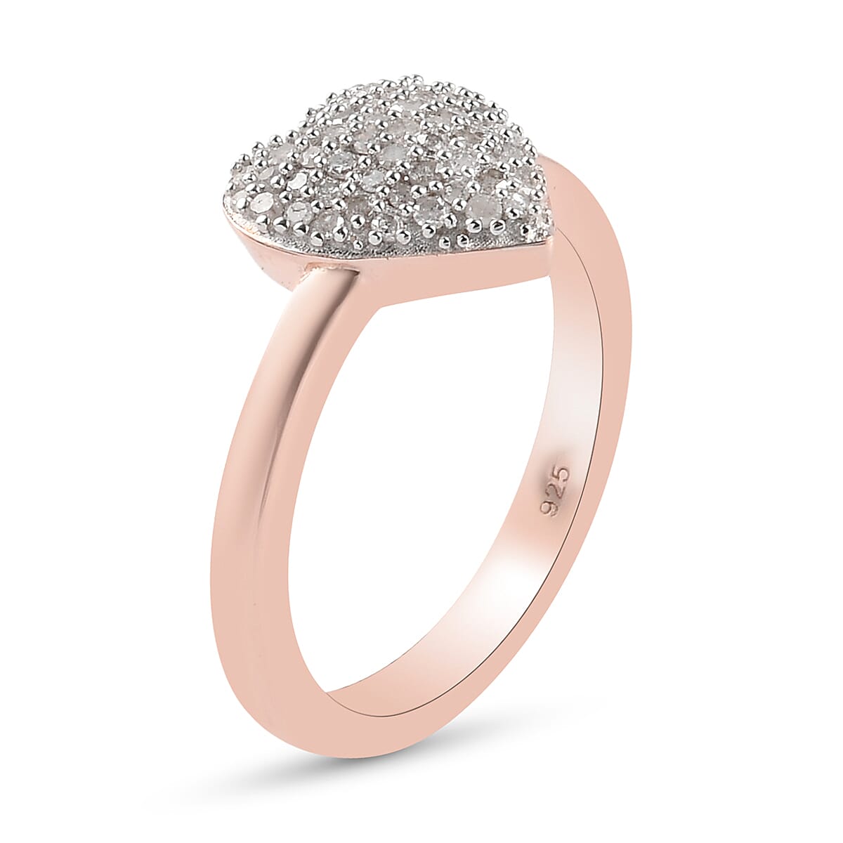 0.33 Ct. White Diamond Heart Cluster Ring in Rose Gold Plated Sterling Silver 3718492 4