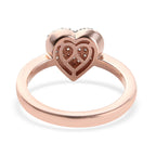 Diamond Heart Ring in Rose Gold Overlay Sterling Silver 0.30 Ct.