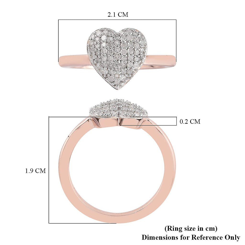 Diamond Heart Ring in Rose Gold Overlay Sterling Silver 0.30 Ct.