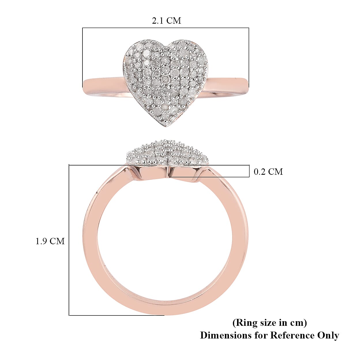 0.33 Ct. White Diamond Heart Cluster Ring in Rose Gold Plated Sterling Silver 3718492 6
