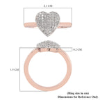 Diamond Heart Ring in Rose Gold Overlay Sterling Silver 0.30 Ct.