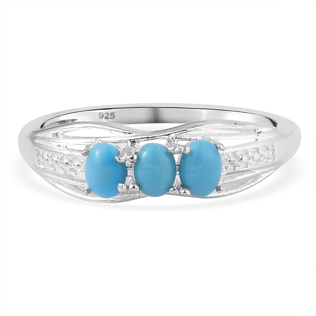 Arizona Sleeping Beauty Turquoise 3 Stone Ring in Sterling Silver