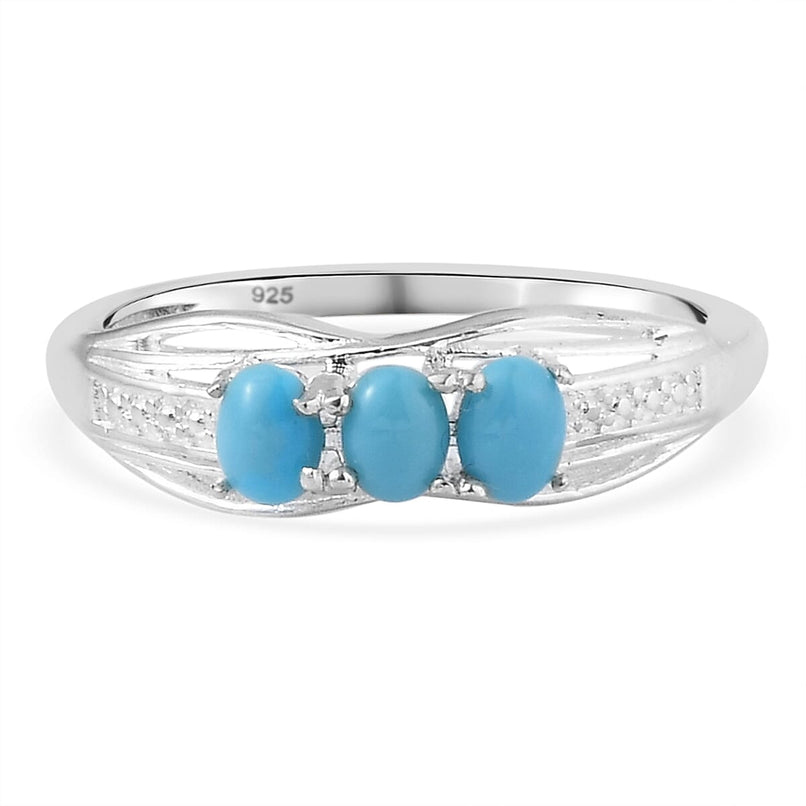 Arizona Sleeping Beauty Turquoise 3 Stone Ring in Sterling Silver