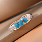 Arizona Sleeping Beauty Turquoise 3 Stone Ring in Sterling Silver
