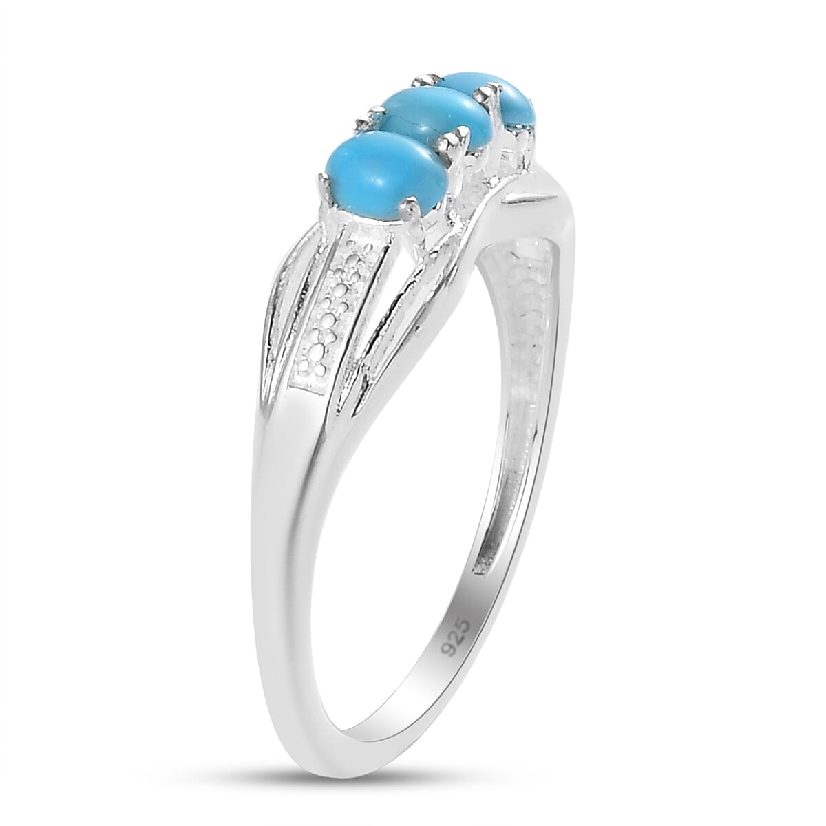 Sleeping Beauty Turquoise 3 Stone Ring Sterling Silver 0.54 ct 0.414 Ct. 7835909 4