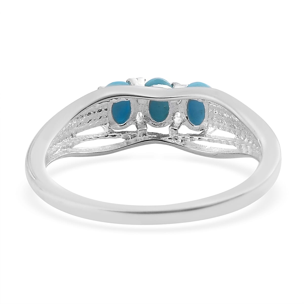 Sleeping Beauty Turquoise 3 Stone Ring Sterling Silver 0.54 ct 0.414 Ct. 7835909 5