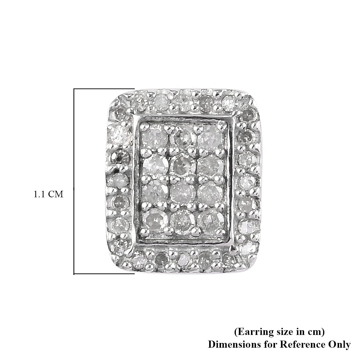 0.48 Carat Diamond Cluster Stud Earrings in Platinum Plated Sterling Silver with Push Back 3338001 6