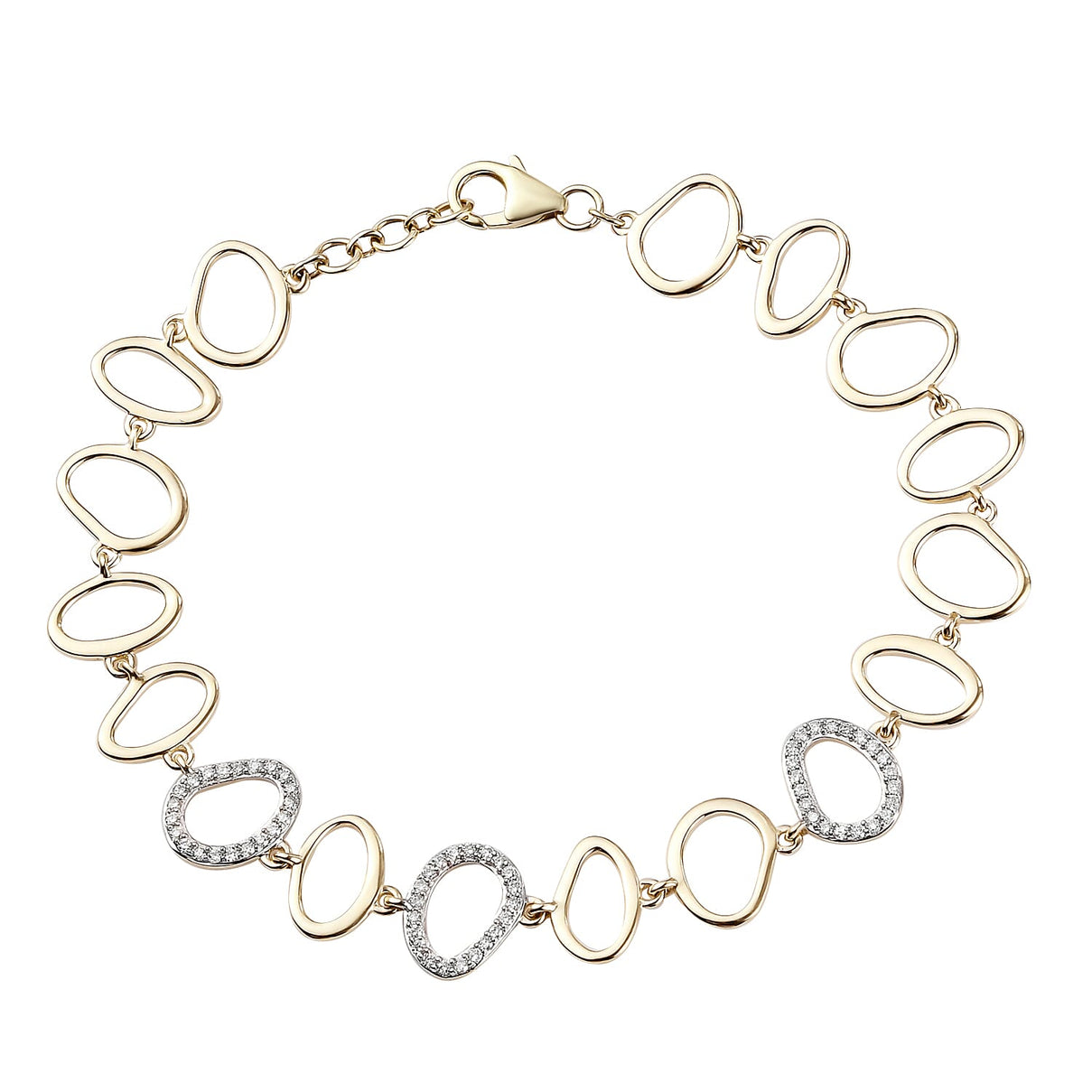 0.5 Ct White Diamond Cluster Bracelet Size 7.5 in 9K Yellow Gold 7388598 0
