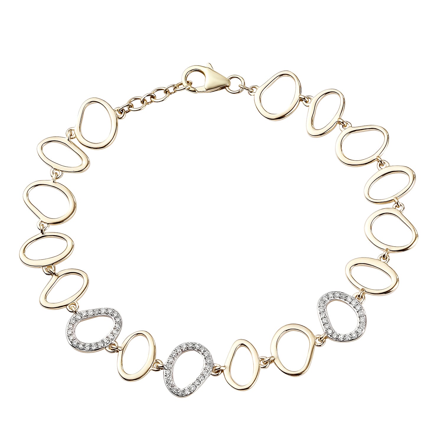 0.5 Ct White Diamond Cluster Bracelet Size 7.5 in 9K Yellow Gold 7388598 0
