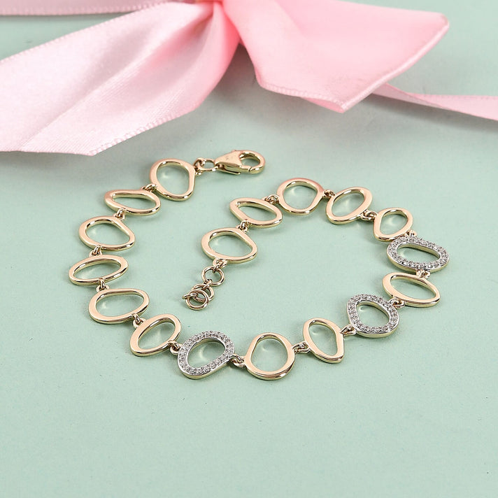 0.5 Ct White Diamond Cluster Bracelet Size 7.5 in 9K Yellow Gold 7388598 2