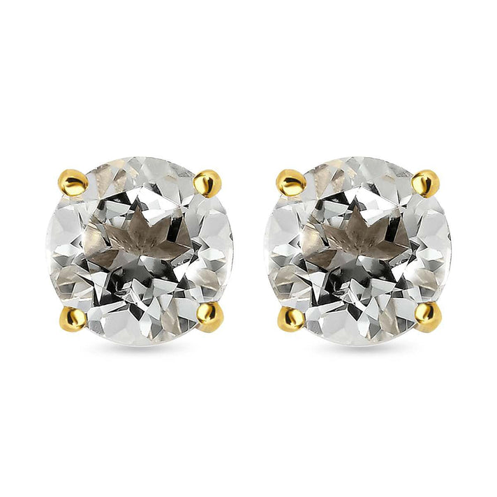 0.5 Ct. Prasiolite Solitaire Stud Earrings in 14K Gold Plated Sterling Silver 3815312 1