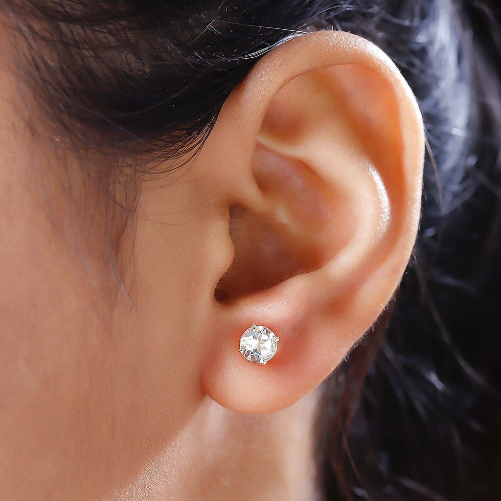 Royal Bali Collection - D'Joy Prasiolite Stud Earrings with Push Back in 18K Vermeil Yellow Gold Plated Sterling Silver 1.60 Ct.