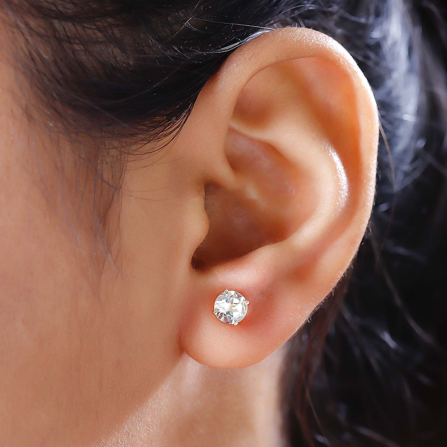 0.5 Ct. Prasiolite Solitaire Stud Earrings in 14K Gold Plated Sterling Silver 3815312 3