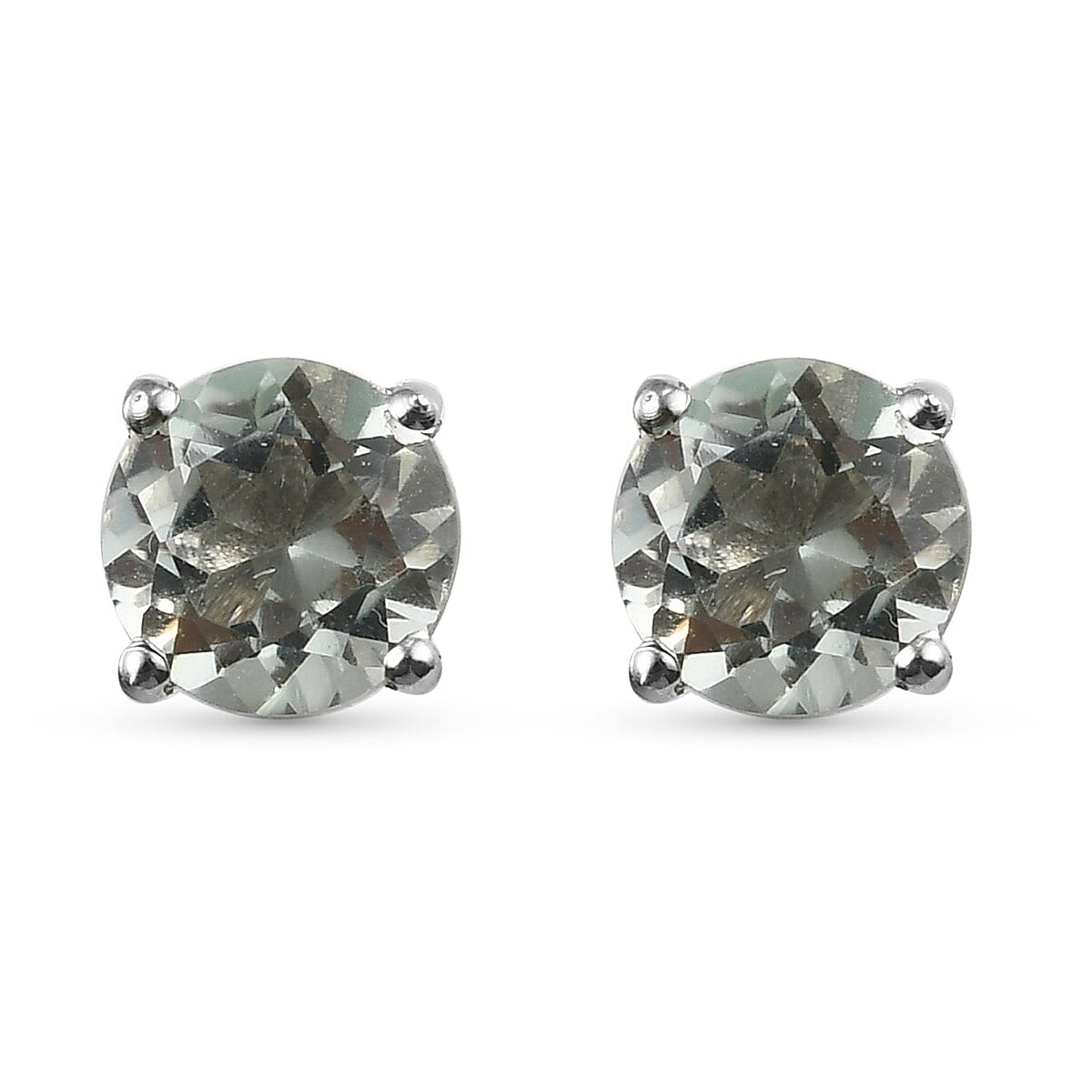 0.5 Ct. Prasiolite Solitaire Stud Earrings in Platinum Plated Sterling Silver 3815313 0