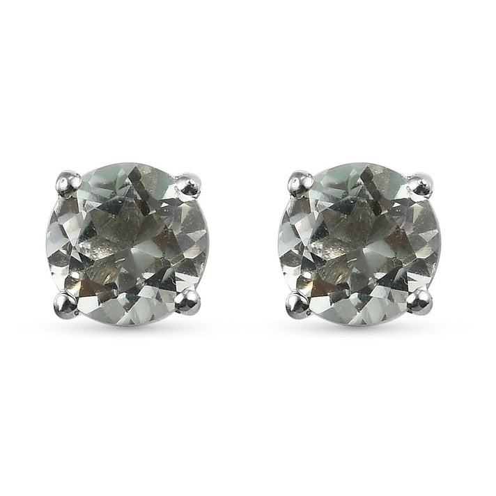 0.5 Ct. Prasiolite Solitaire Stud Earrings in Platinum Plated Sterling Silver 3815313 1