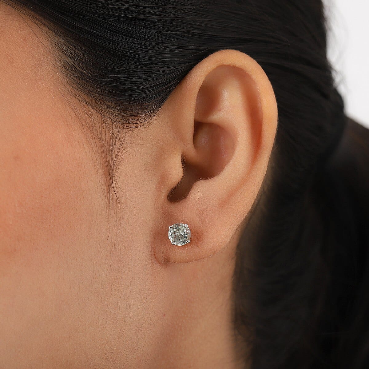 0.5 Ct. Prasiolite Solitaire Stud Earrings in Platinum Plated Sterling Silver 3815313 3