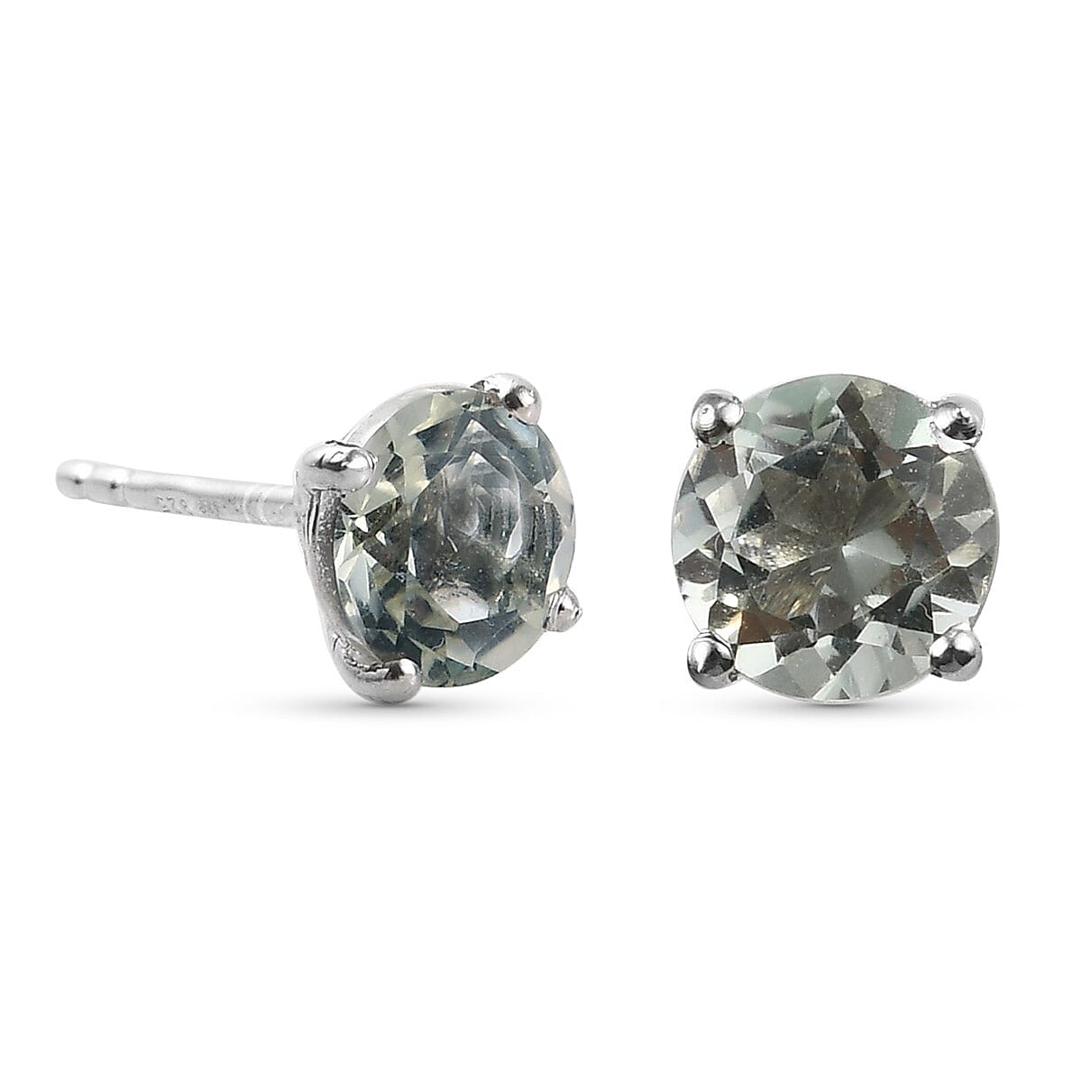 0.5 Ct. Prasiolite Solitaire Stud Earrings in Platinum Plated Sterling Silver 3815313 4