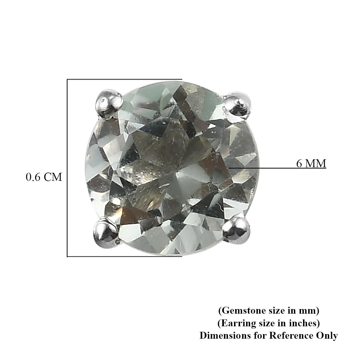 0.5 Ct. Prasiolite Solitaire Stud Earrings in Platinum Plated Sterling Silver 3815313 5