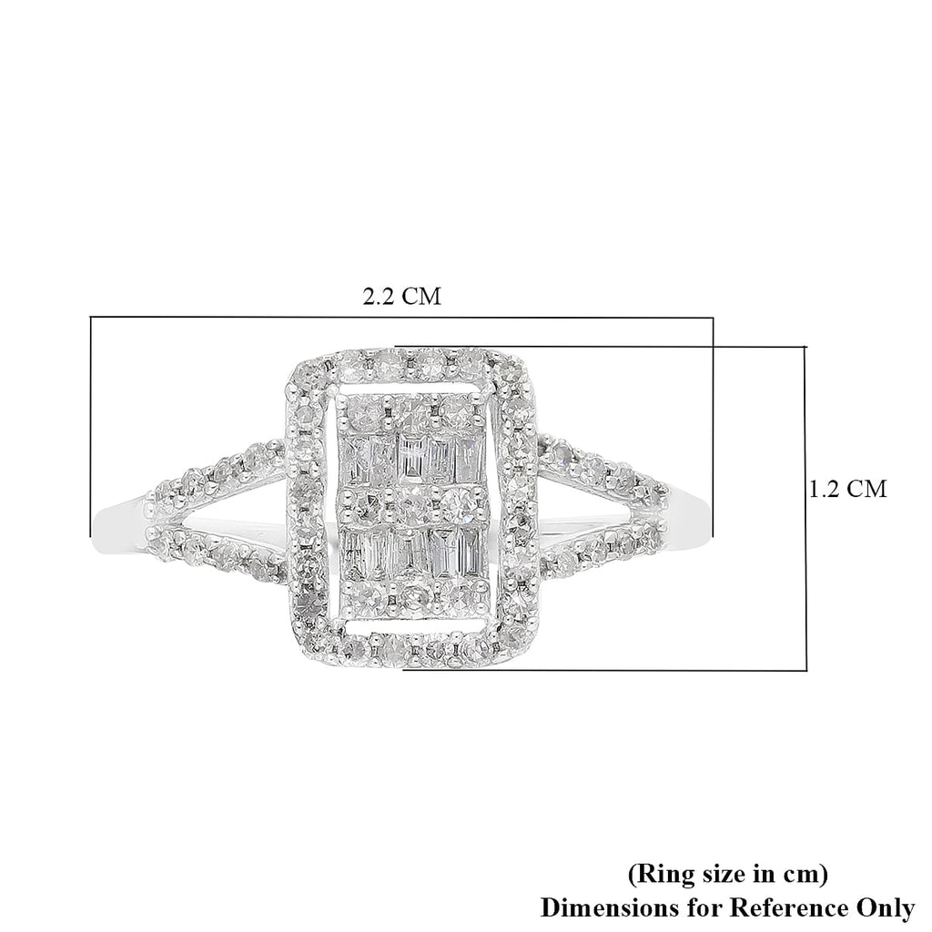 9K White Gold SGL Certified White Diamond (I3-G-H) Ring 0.50 Ct.
