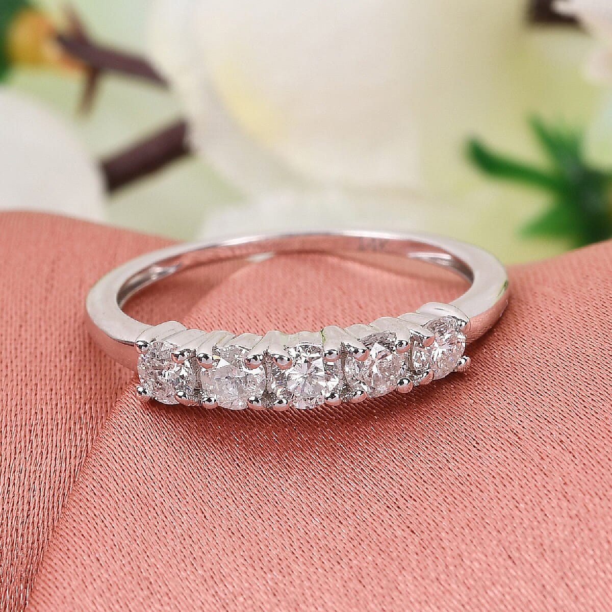 14K W Gold SGL Certified Diamond (I2/ G-H) Wedding Band Ring 0.50 Ct. 3839938 2