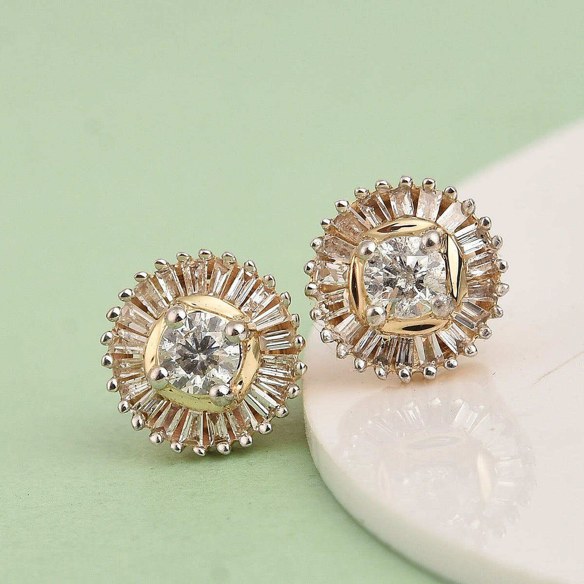 0.50 Ct Diamond Stud Earrings in 9K Yellow Gold SGL Certified I3 GH 3643785 2