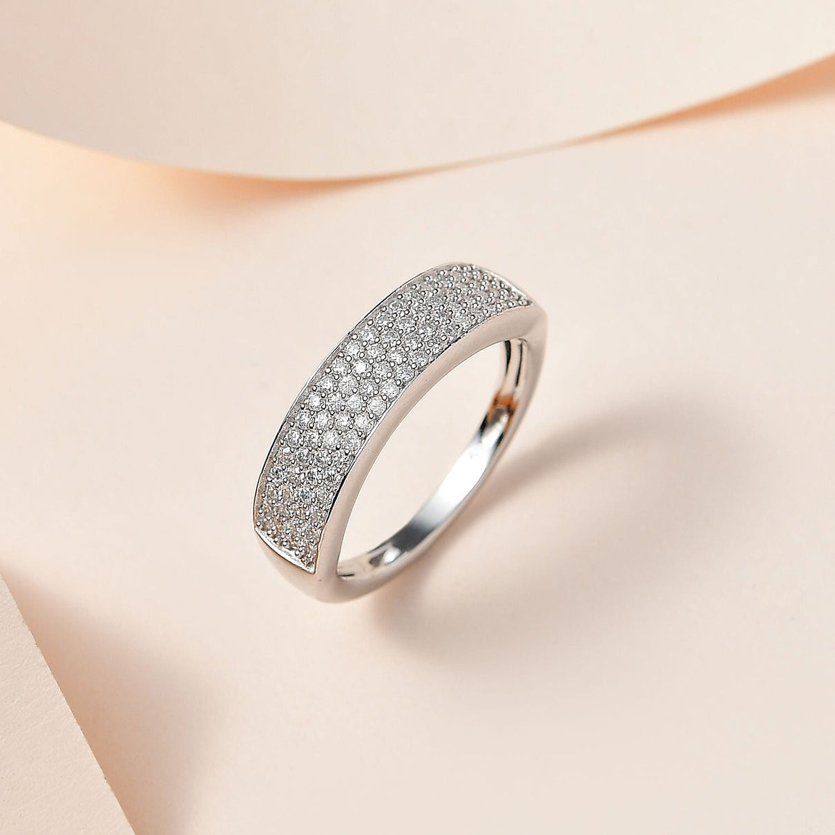 0.5 Ct. Moissanite Band, Cluster Ring in Rhodium Sterling Silver 3833163 2