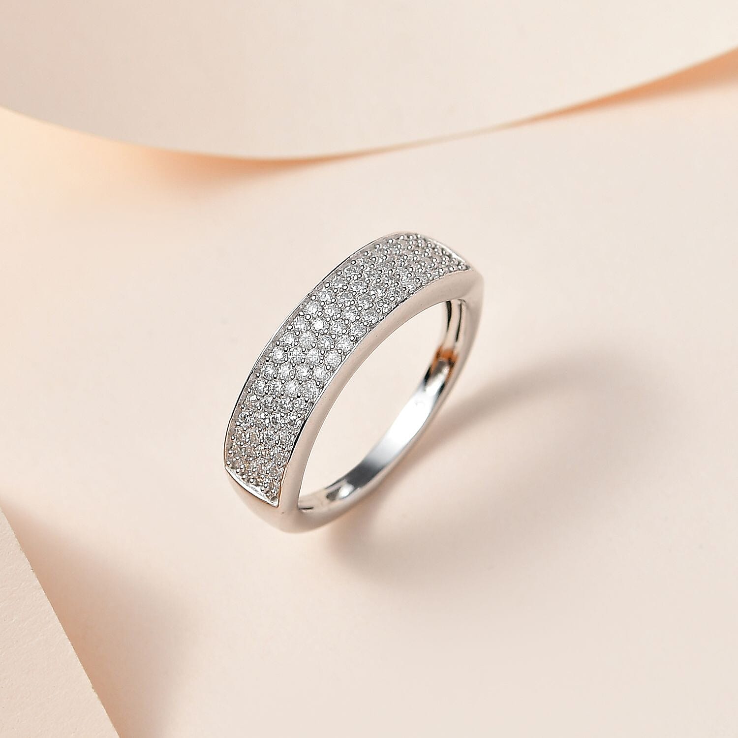0.5 Ct. Moissanite Band, Cluster Ring in Rhodium Sterling Silver 3833163 2