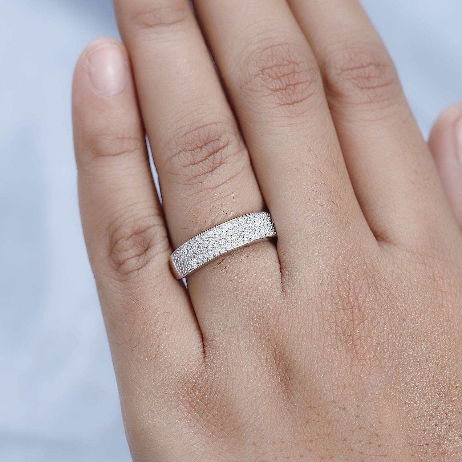 0.5 Ct. Moissanite Band, Cluster Ring in Rhodium Sterling Silver 3833163 3