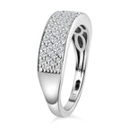 Moissanite Half Eternity Band Ring in Rhodium Overlay Sterling Silver