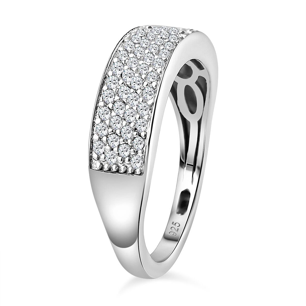 0.5 Ct. Moissanite Band, Cluster Ring in Rhodium Sterling Silver 3833163 4