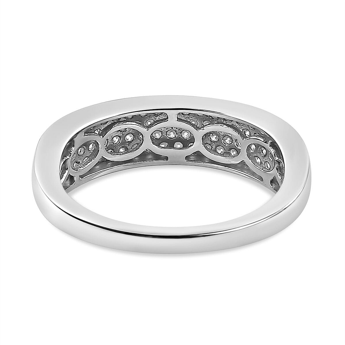 0.5 Ct. Moissanite Band, Cluster Ring in Rhodium Sterling Silver 3833163 5