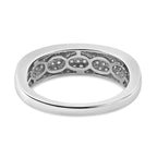 Moissanite Half Eternity Band Ring in Rhodium Overlay Sterling Silver