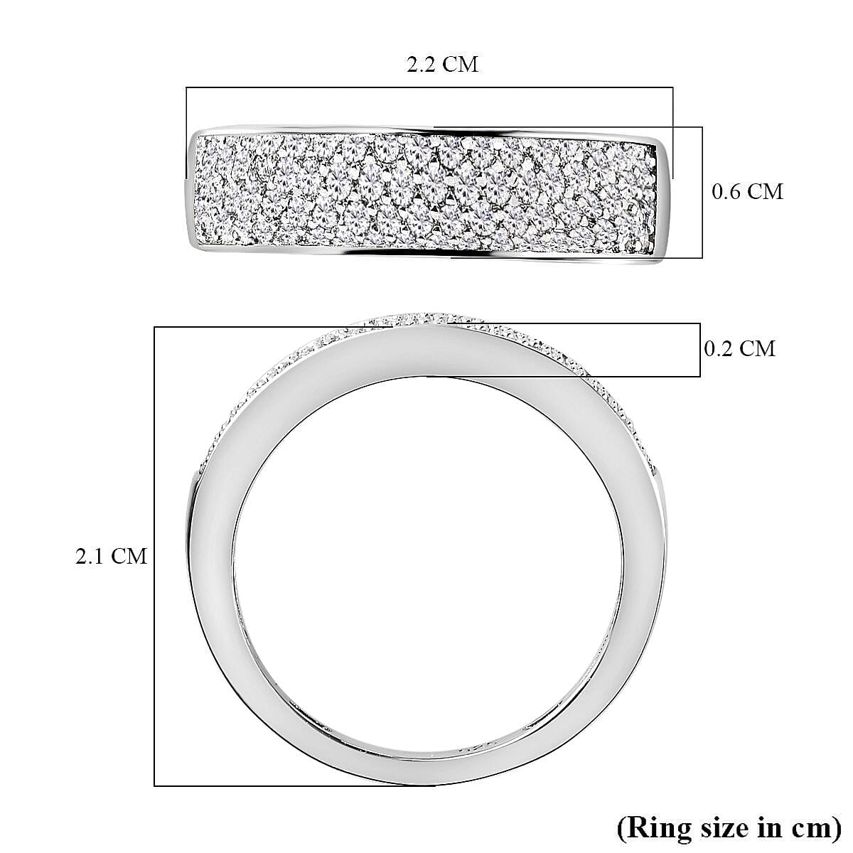 0.5 Ct. Moissanite Band, Cluster Ring in Rhodium Sterling Silver 3833163 6