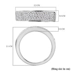 Moissanite Half Eternity Band Ring in Rhodium Overlay Sterling Silver