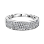 Moissanite Half Eternity Ring in Rhodium Overlay Sterling Silver