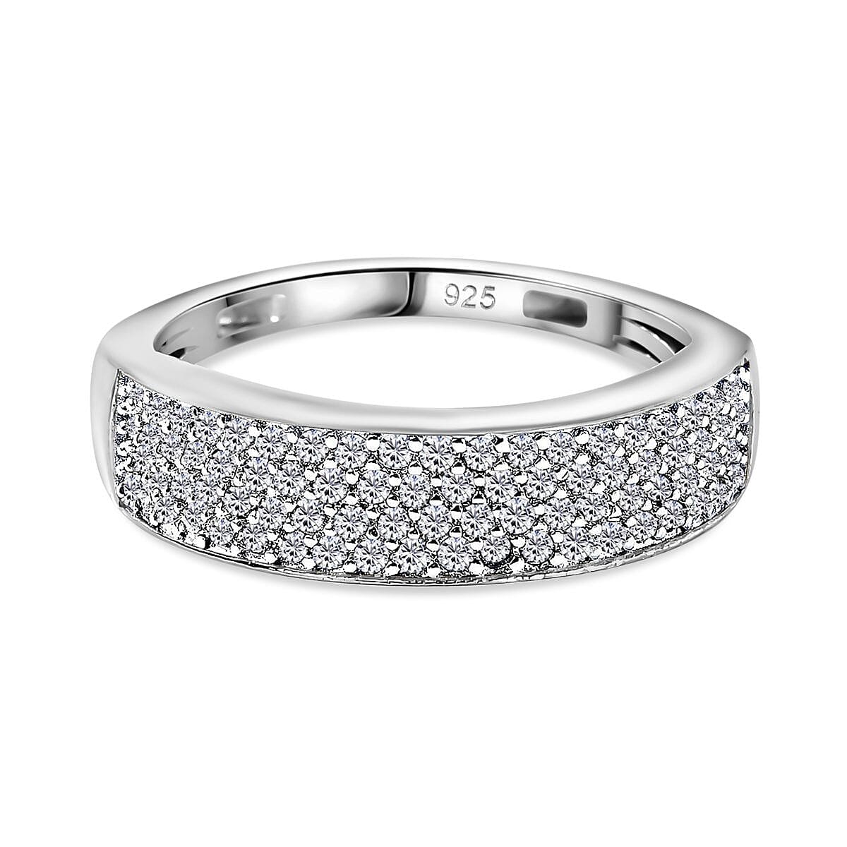 Cluster;Band Ring in Rhodium Sterling Silver V32516181 0