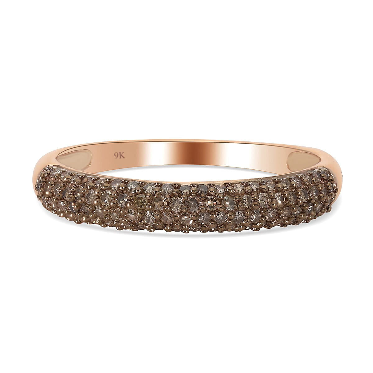 0.50 Ct. Natural Champagne Diamond SGL Certified I3 Wedding Band Ring in 9K Rose Gold 3852457 0