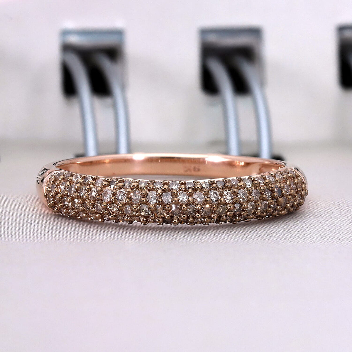 0.50 Ct. Natural Champagne Diamond SGL Certified I3 Wedding Band Ring in 9K Rose Gold 3852457 2