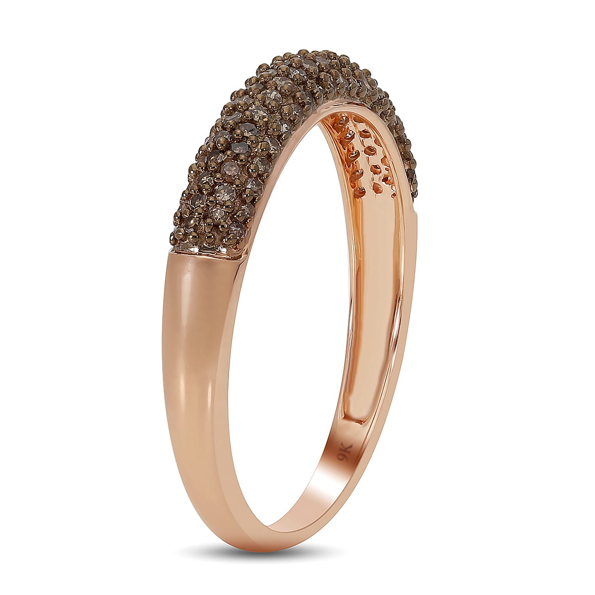 0.50 Ct. Natural Champagne Diamond SGL Certified I3 Wedding Band Ring in 9K Rose Gold 3852457 4