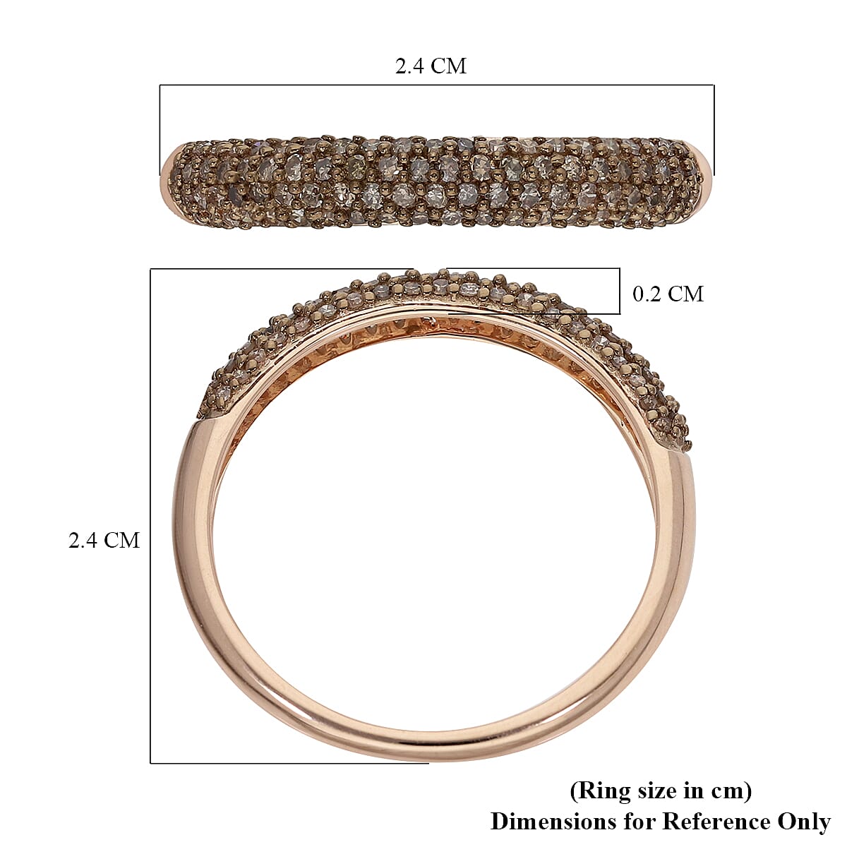 0.50 Ct. Natural Champagne Diamond SGL Certified I3 Wedding Band Ring in 9K Rose Gold 3852457 6