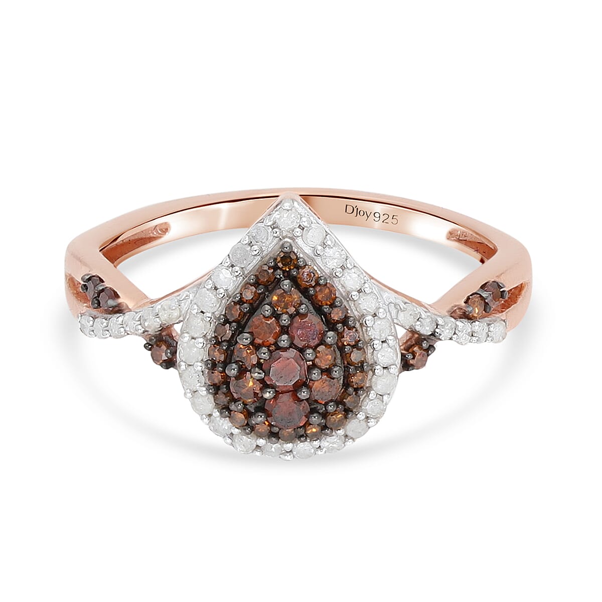 0.50 Ct. Red Diamond and White Diamond Halo Ring in Rose Gold Plated Sterling Silver 3856516 0