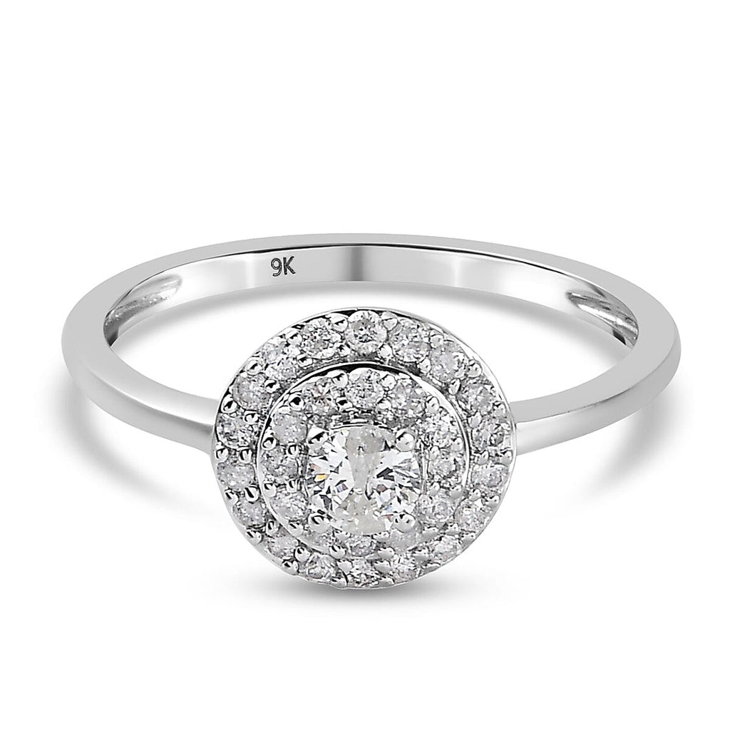 9K White Gold SGL Certified Diamond (I2 -I3-G-H) Ring 0.50 Ct.