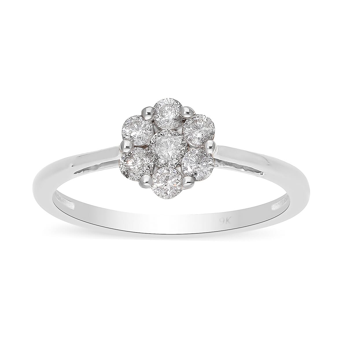 0.50 Ct. SGL Certified I3 G-H White Diamond Pressure Set Floral Ring in 9K White Gold 3752401 2