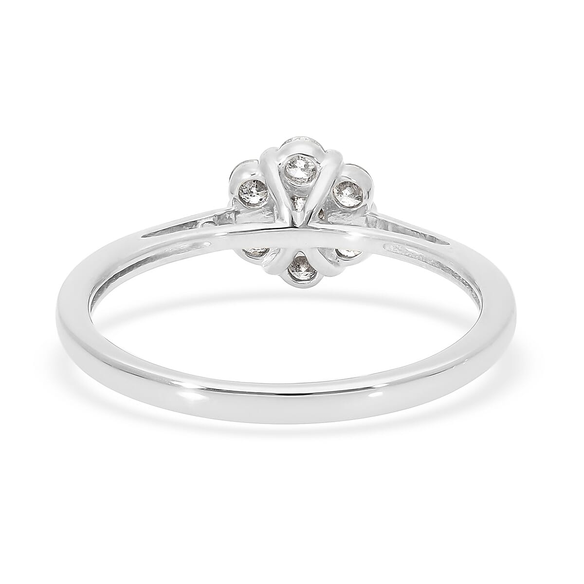 0.50 Ct. SGL Certified I3 G-H White Diamond Pressure Set Floral Ring in 9K White Gold 3752401 9
