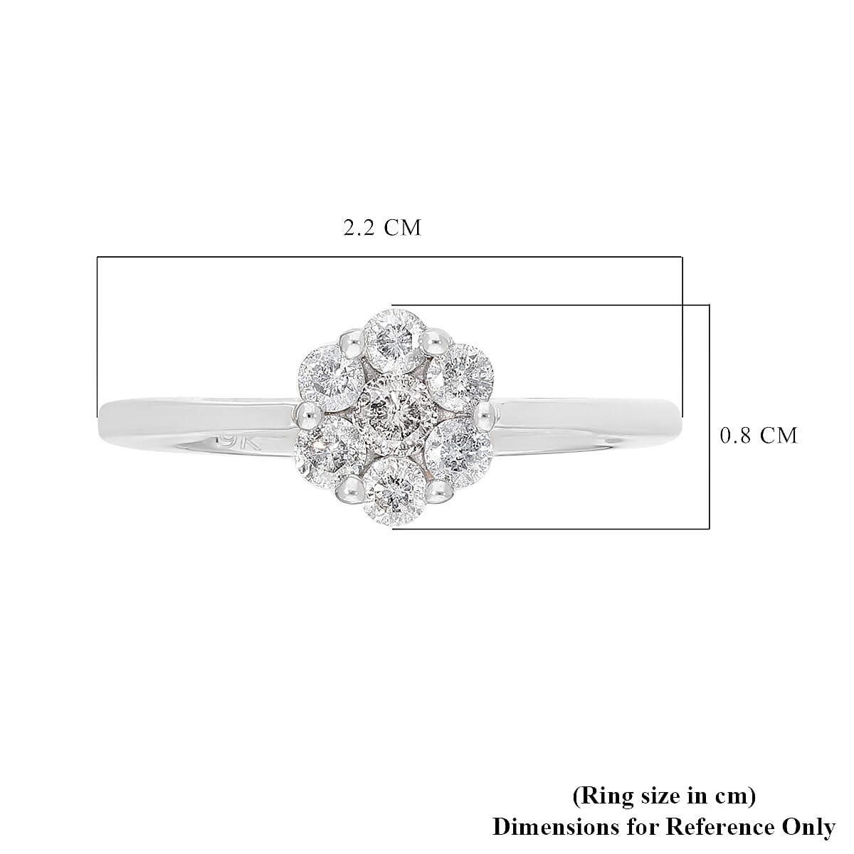 0.50 Ct. SGL Certified I3 G-H White Diamond Pressure Set Floral Ring in 9K White Gold 3752401 11