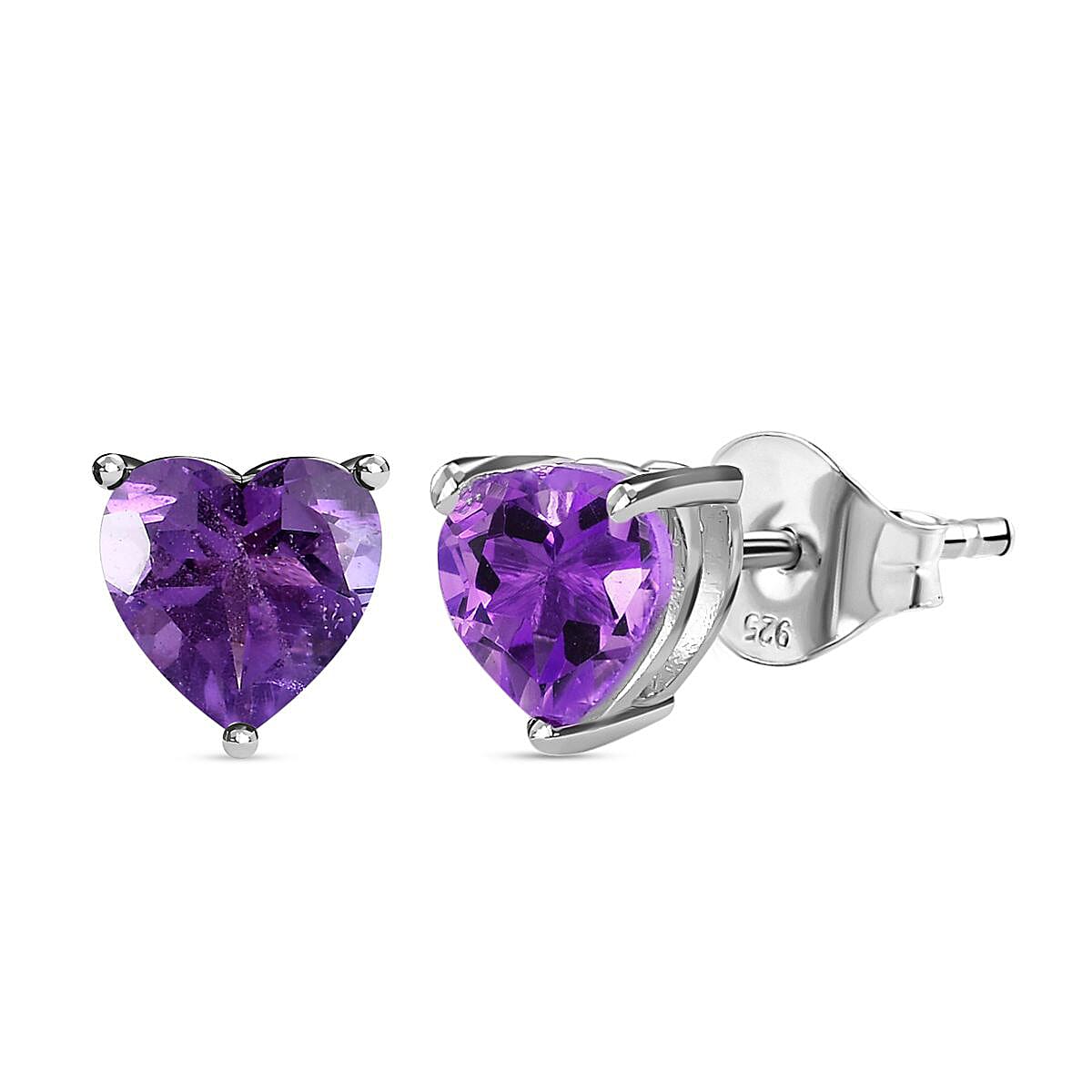 0.51 Ct. African Amethyst Solitaire Earrings in Platinum Plated Sterling Silver 3815599 0