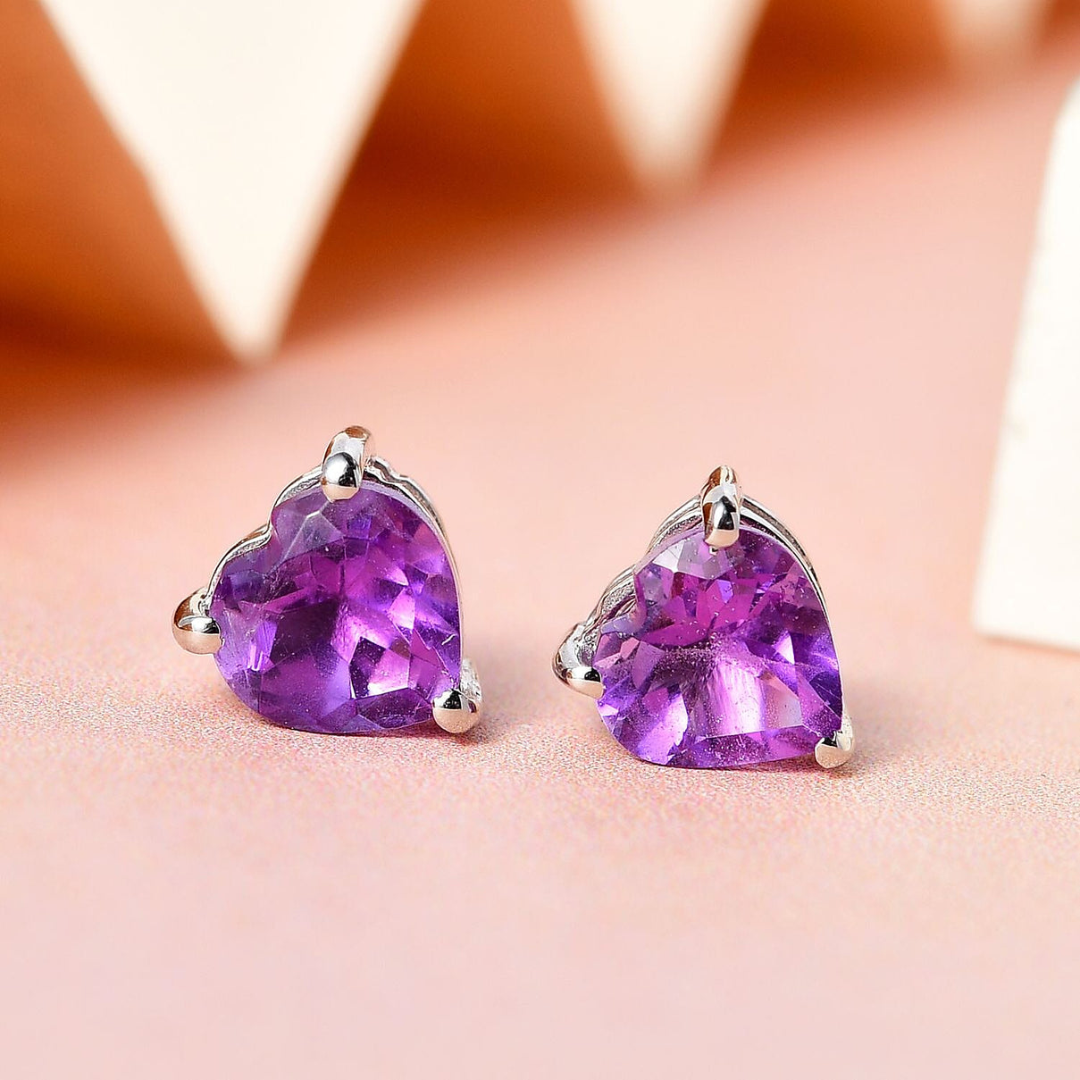 0.51 Ct. African Amethyst Solitaire Earrings in Platinum Plated Sterling Silver 3815599 2